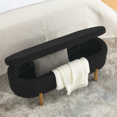 Ottoman Oval Storage Bench,Rubber Wood Leg  46x17.7x10.8