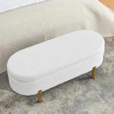 Ottoman Oval Storage Bench,Rubber Wood Leg  46x17.7x10.8