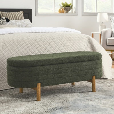 Ottoman Oval Storage Bench,Rubber Wood Leg  46x17.7x10.8