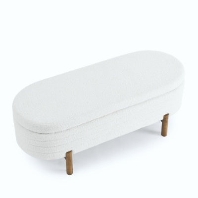 Ottoman Oval Storage Bench,Rubber Wood Leg  46x17.7x10.8
