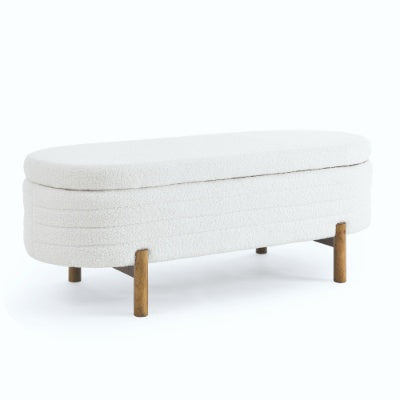 Ottoman Oval Storage Bench,Rubber Wood Leg  46x17.7x10.8