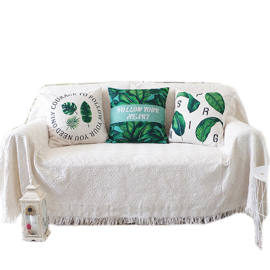 Simple And Modern Sofa Set Line Blanket Solid Color Sofa Cushion Full Cover Towel Net Red Ins Dust Cover Cloth